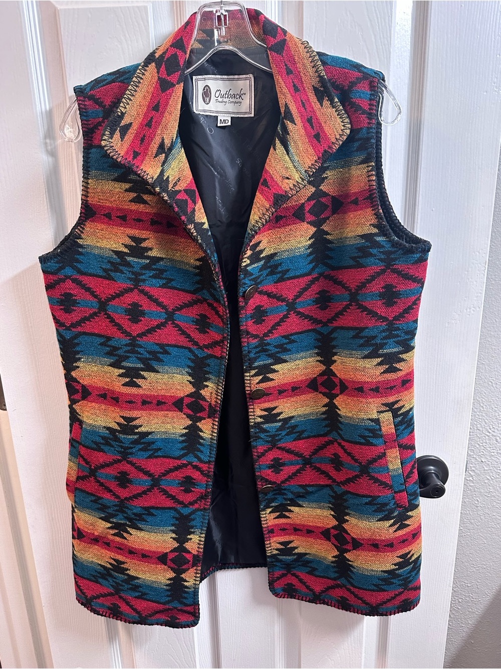 Outback Multi-Color Aztec Wool Blend Vest - Women’s M